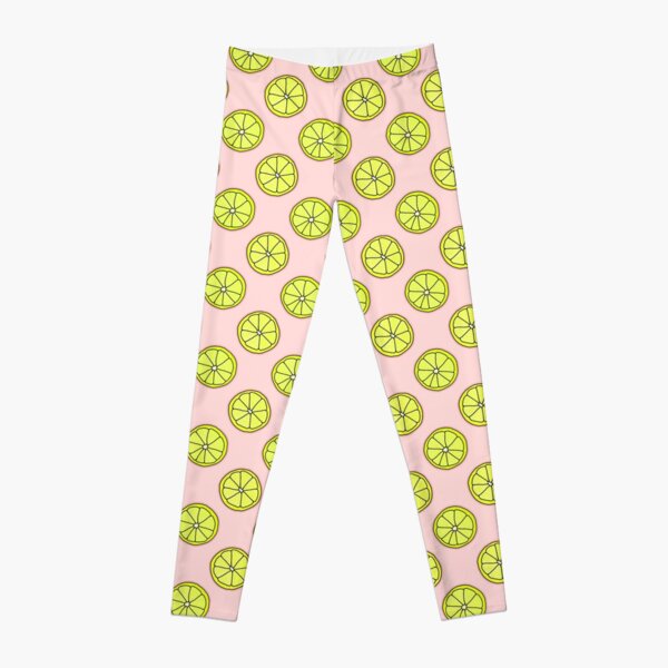 Pink Lemon Slice Print Leggings