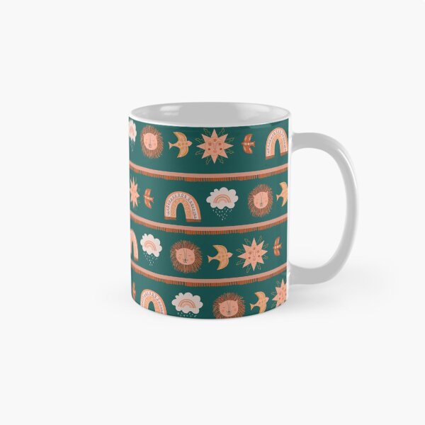 Item preview, Bohemian Aesthetic Lion, Rainbow, Sun Forest Green Background designed and sold by DesignLabMedia.