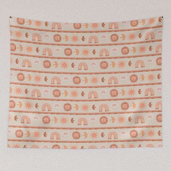 Item preview, León estético bohemio, arco iris, fondo beige sol designed and sold by DesignLabMedia.
