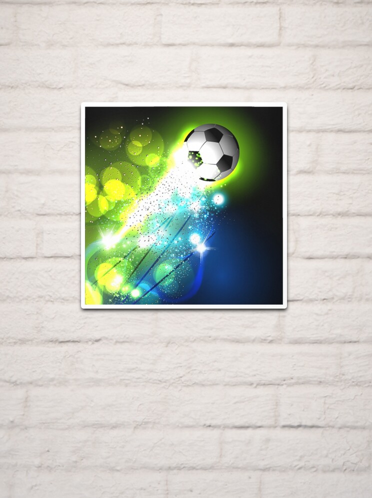 Impression photo for Sale avec l'œuvre « Ballon de football lumineux sur  fond abstrait » de l'artiste lovingangela