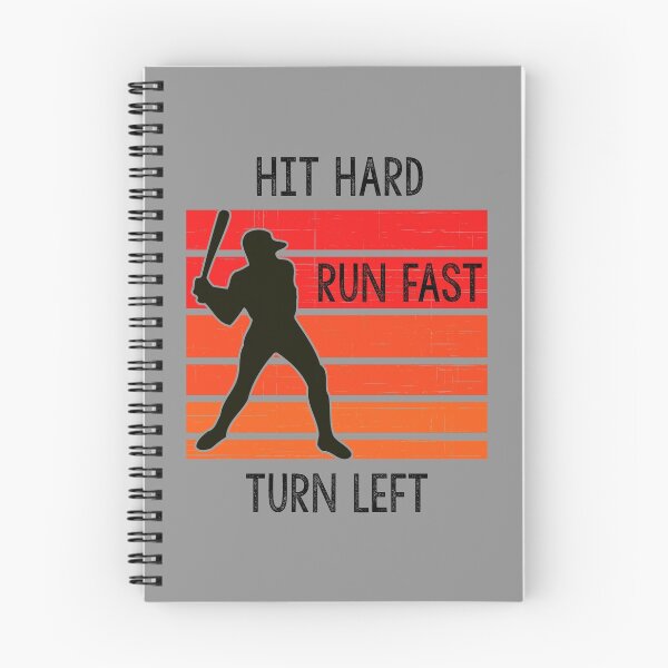 Artikelvorschau, Schlagen Sie hart, rennen Sie schnell, biegen Sie links ab - Baseball-Schlagmann Retro Vintage Sonnenuntergang entworfen und verkauft von liftdesign.