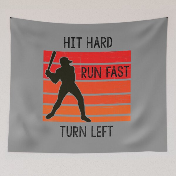 Item preview, Hit Hard Run Fast Turn Left - Baseball Batter Retro Vintage Sunset designed and sold by liftdesign.
