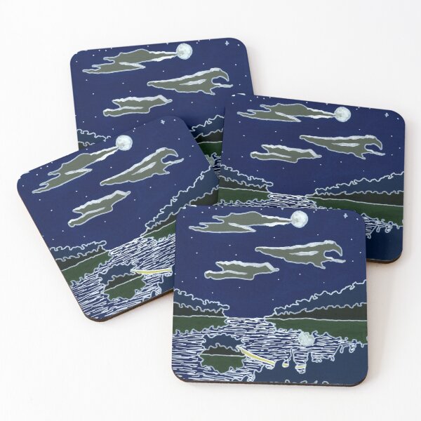 Item preview, Night Landscape with Moon and Star designed and sold by NoonFruit.
