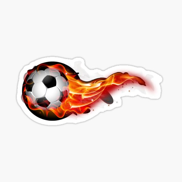 Soccer Ball on Fire Flames Vinyl Sticker Waterproof Decal