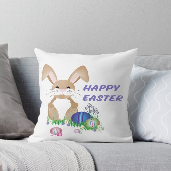 Item preview, Happy Easter with Bunny on blue designed and sold by jerankin.