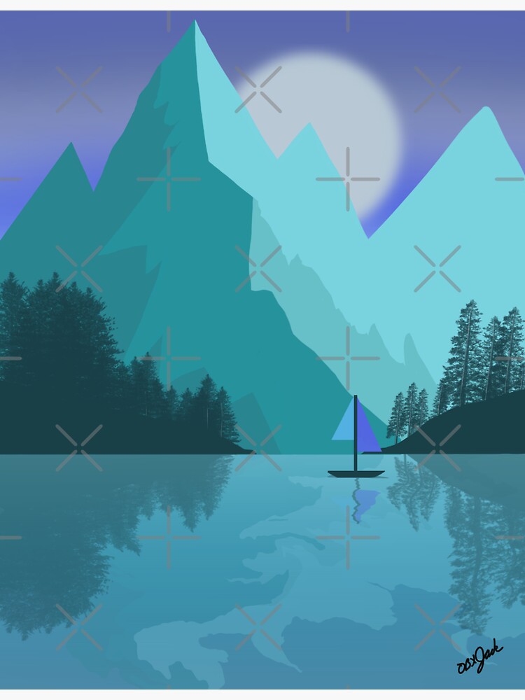 Thumbnail 3 of 3, Sticker, Mountain Reflection Lake designed and sold by obxjack.