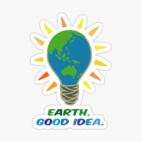 Earth. Good Idea. Light Bulb Planet Earth. Sticker