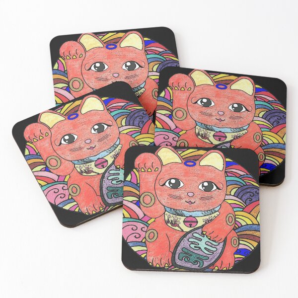 Item preview, Chinese cat with duckling raised in colorful mandala designed and sold by chicsignzodiac.