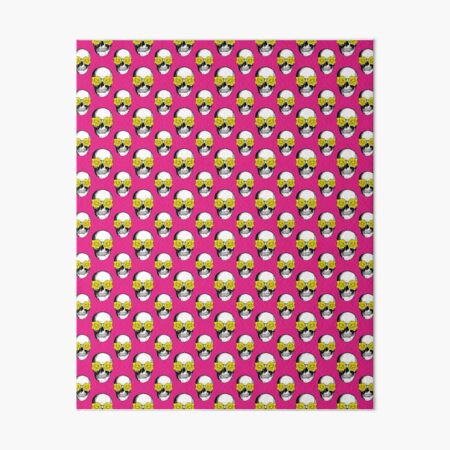 Skull and Roses Pattern | Skull and Flowers Pattern | Skulls and Skeletons | Vintage Skulls | Pink and Yellow | Art Board Print