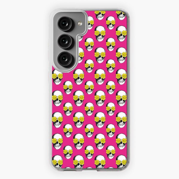 Skull and Roses Pattern | Skull and Flowers Pattern | Skulls and Skeletons | Vintage Skulls | Pink and Yellow | Samsung Galaxy Soft Case