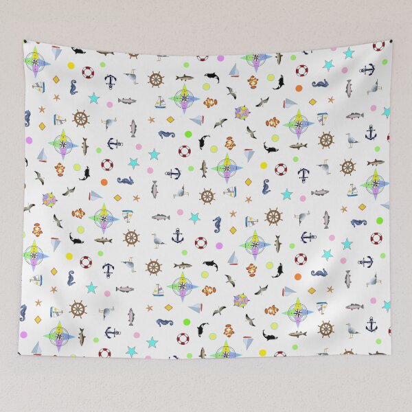 Item preview, Nautical Print Pattern on White designed and sold by DanBaran.