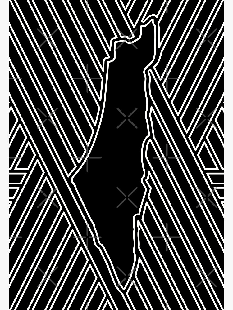 Disover All Freedom Roads Lead to Palestine Customized Palestinian Map In Pattern Design White on Black Premium Matte Vertical Poster