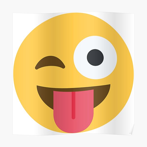 lengua sobresaliendo guiñando un ojo emoji Póster