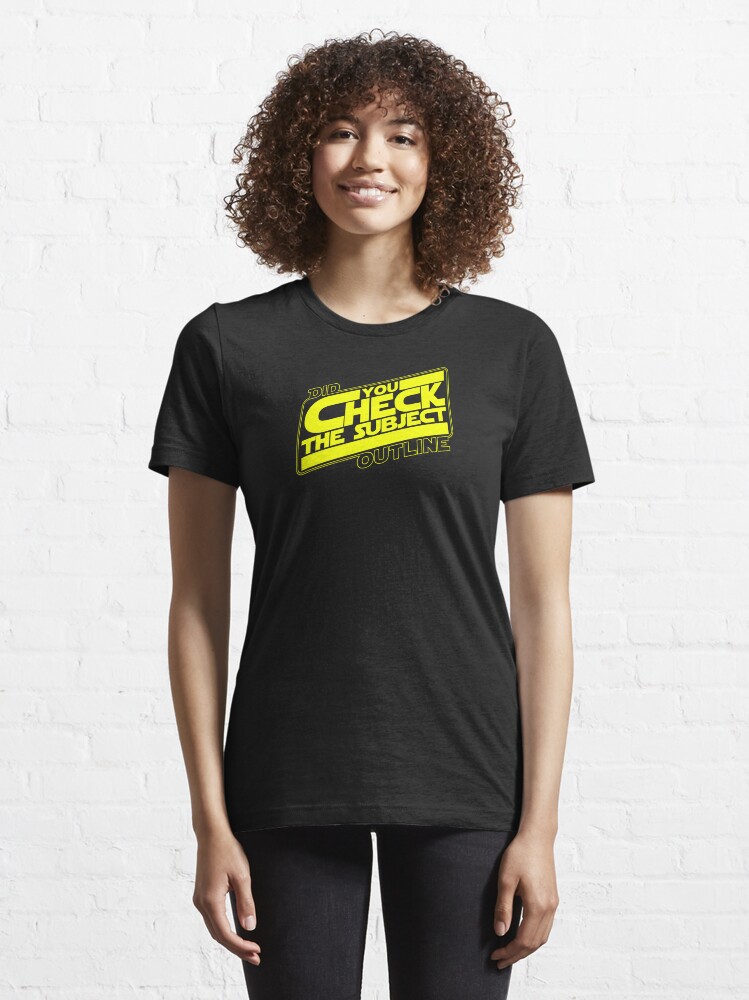Alternate view of Did You Check The Subject Outline - Outer Space Version (Yellow Text) Essential T-Shirt