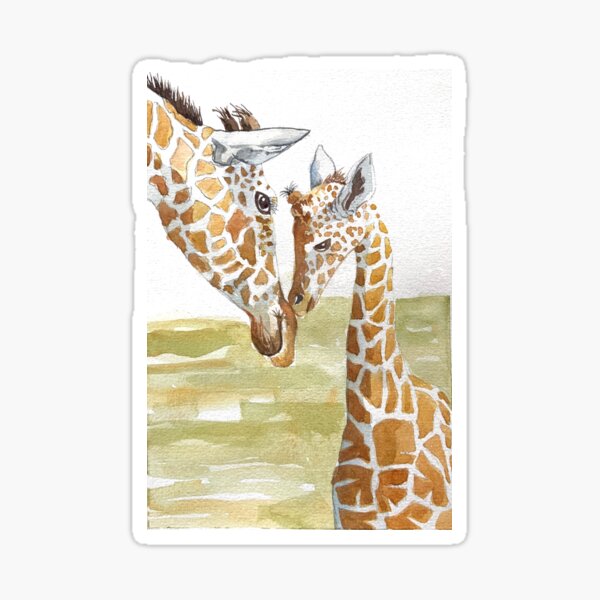 Giraffe Mom and Baby in the veld Sticker