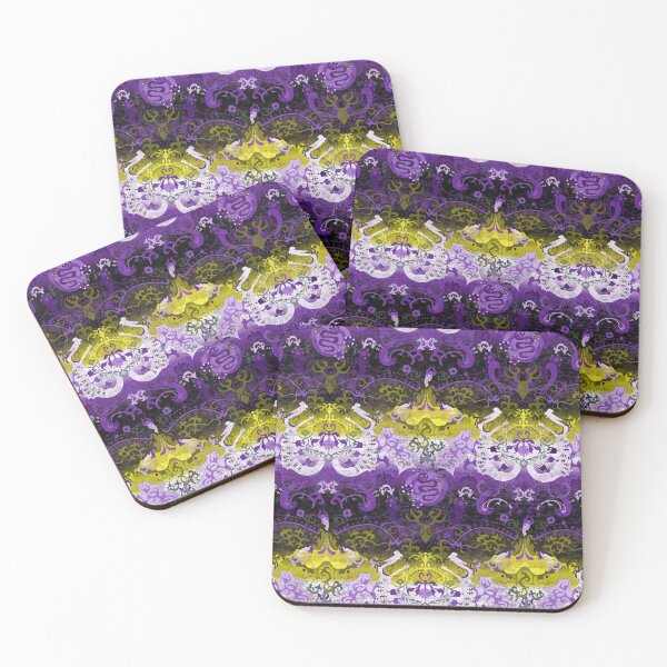 Item preview, Non-binary Dragon Damask -- NonBinary Pride Flag Colors designed and sold by ArgyleImp.