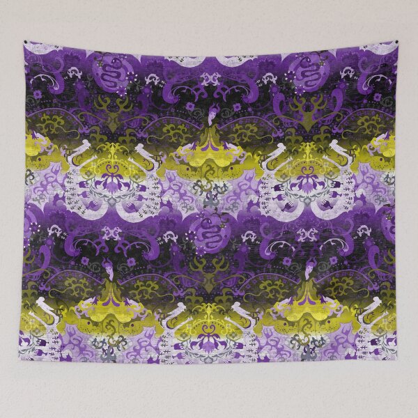 Item preview, Non-binary Dragon Damask -- NonBinary Pride Flag Colors designed and sold by ArgyleImp.