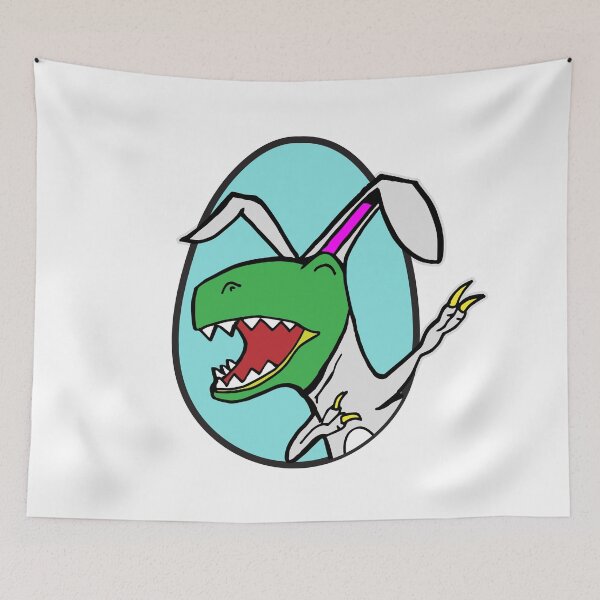 Item preview, Easter T Rex Dabbing Happy Eastrawr white bunny suit in an egg with no text designed and sold by friendly-fox.