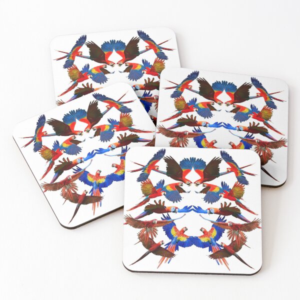 Item preview, Flock of Scarlet Macaws with White Background designed and sold by JungleVision.