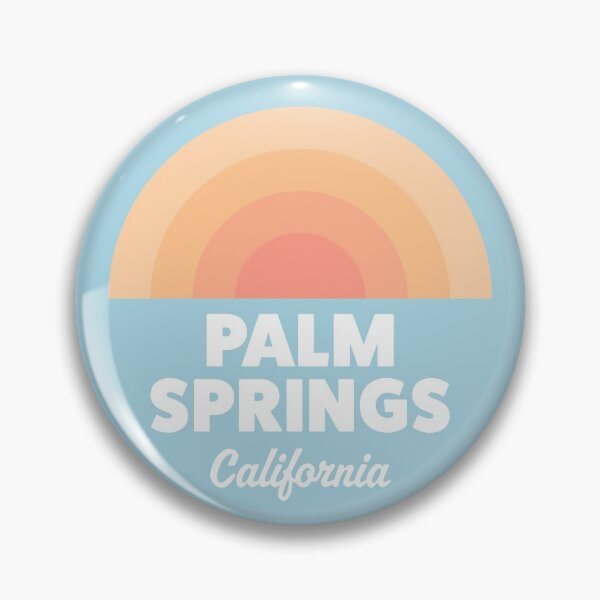 Item preview, Palm Springs California Retro Rainbow Blue Badge designed and sold by modeoftravel.