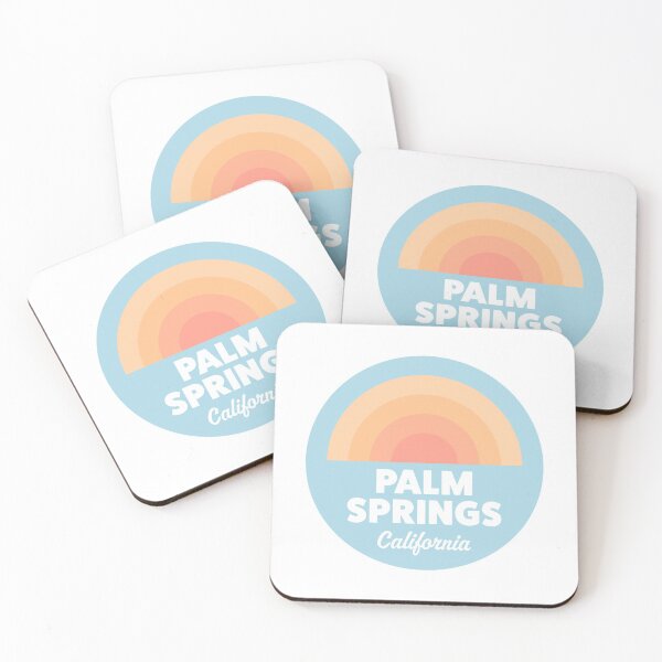 Item preview, Palm Springs California Retro Rainbow Blue Badge designed and sold by modeoftravel.