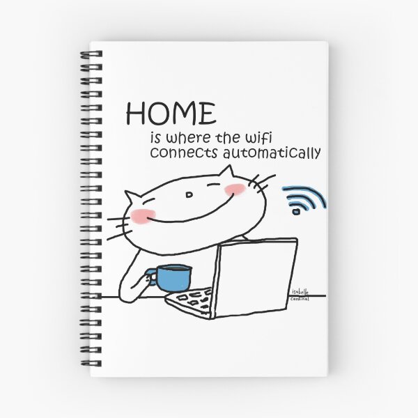 Item preview, Home is where the wifi connects automatically / Cat doodle designed and sold by eyecreate.
