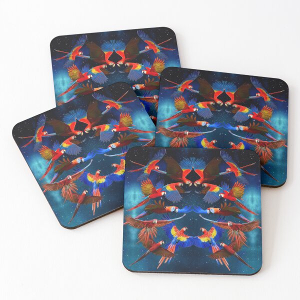 Item preview, Flock of Scarlet Macaws with Blue Galactic Background designed and sold by JungleVision.