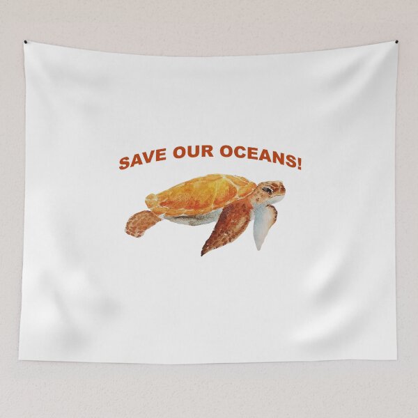 Item preview, save our oceans! Watercolour sea turtle painting designed and sold by rosiebeeston.