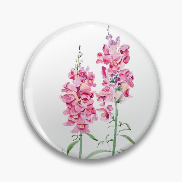 Item preview, hand painted 2 pink snapdragon flowers  watercolor painting  designed and sold by ColorandColor.