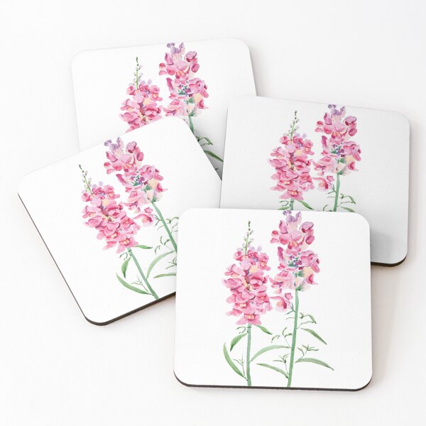 Item preview, hand painted 2 pink snapdragon flowers  watercolor painting  designed and sold by ColorandColor.