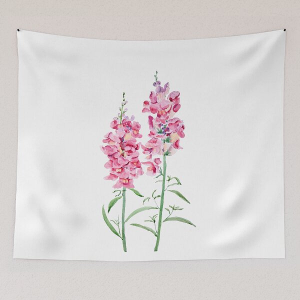 Item preview, hand painted 2 pink snapdragon flowers  watercolor painting  designed and sold by ColorandColor.