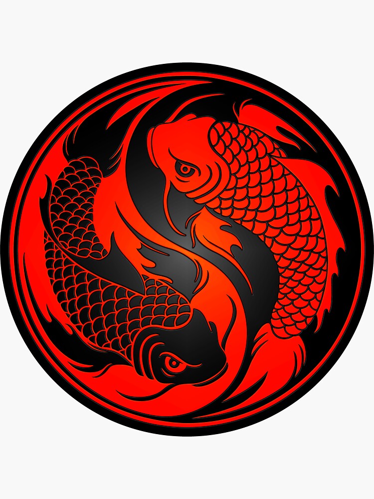 Red and Black Yin Yang Koi Fish by JeffBartels