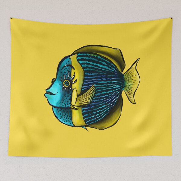 Item preview, Tropical Fish With Eyelashes In Blue Yellow designed and sold by Boriana Giormova.