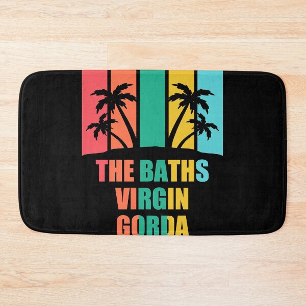 Item preview, THE BATHS, VIRGIN GORDA Retro Vintage Stiped Colorfull Tropical Holiday Sunset Beach Wiht Palm Tree designed and sold by MusaWander.