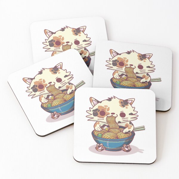 Item preview, Ramen Hungry Cat With Blue Cup designed and sold by Miezka.