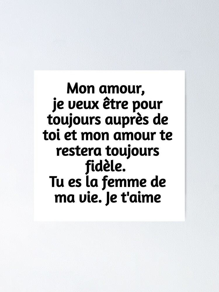 Citation D Amour Pour Une Femme Cadeau D Aour Pour Elle Message D Amour Pour Ma Femme Poster By Claude10 Redbubble