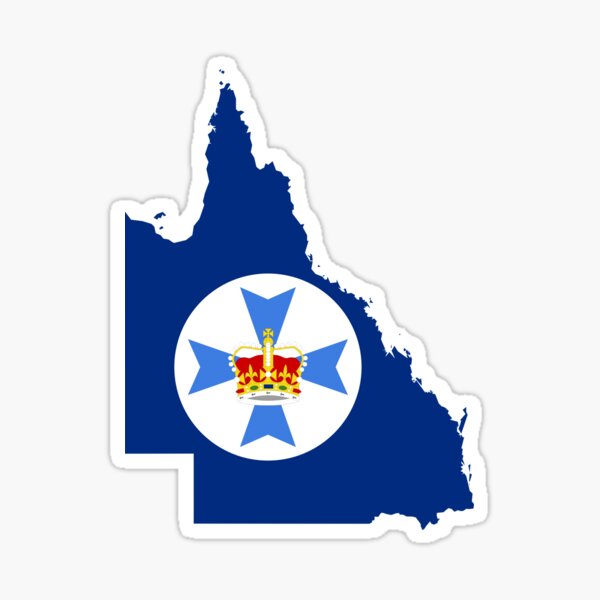 Flag Map of Queensland Sticker