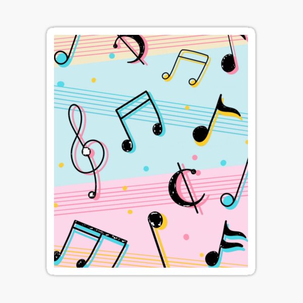 "Pastel Music Notes Pattern" Sticker for Sale by Terisdesign Redbubble