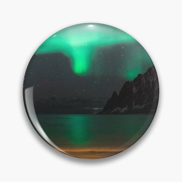 Item preview, magneti sea with the sand mixed with green northern lights skies designed and sold by ImRotem.
