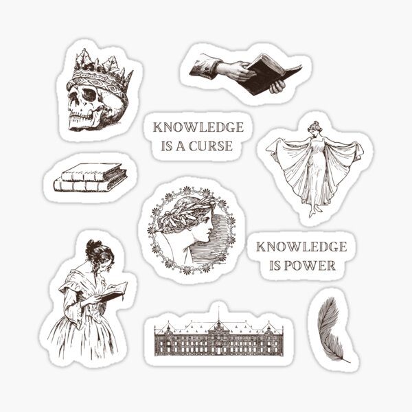 Dark Academia Inspired Sticker Pack // Knowledge is a Curse // Knowledge Is Power Sticker