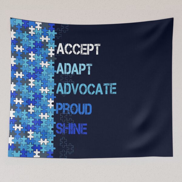 Item preview, Accept Adapt Advocate Proud Shine Autism Awareness Support Puzzle designed and sold by ShirtzTonight.
