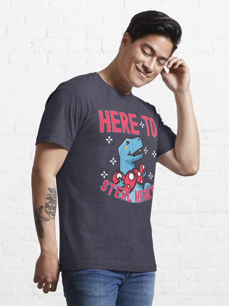 Alternate view of Here to Steal Hearts Cute Dinosaur Essential T-Shirt