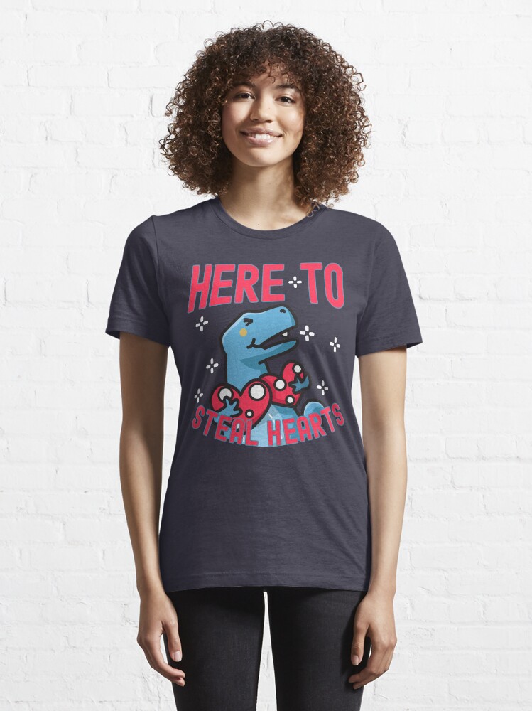 Alternate view of Here to Steal Hearts Cute Dinosaur Essential T-Shirt