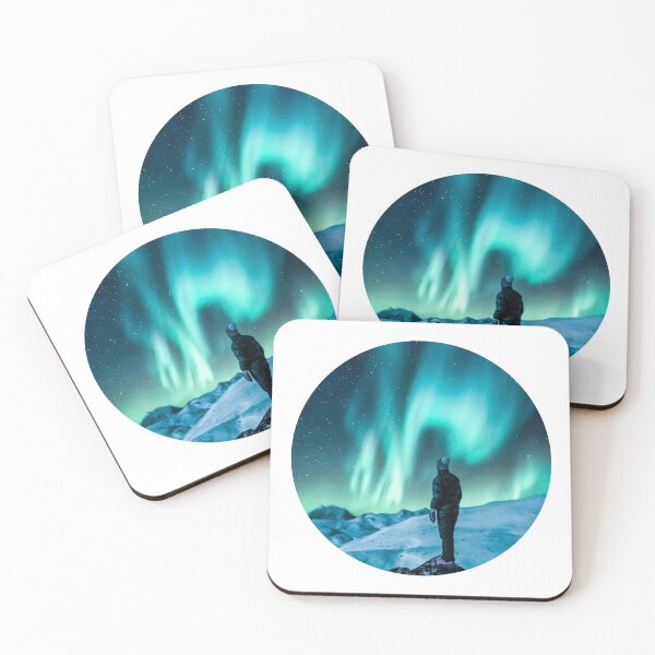Item preview, man watching magnetic blue northern lights skies shirt designed and sold by ImRotem.