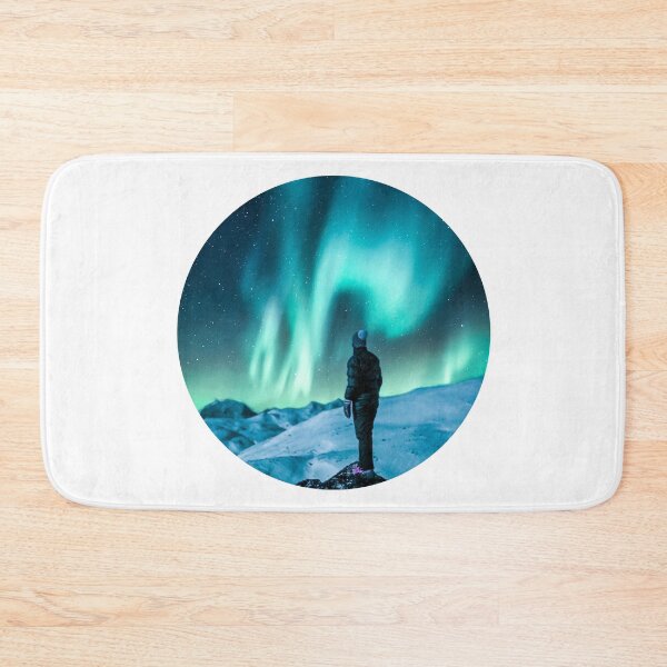 Item preview, man watching magnetic blue northern lights skies shirt designed and sold by ImRotem.