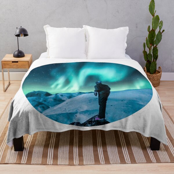 Item preview, man watching magnetic blue northern lights skies shirt designed and sold by ImRotem.