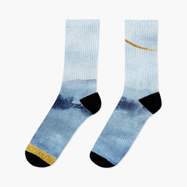 Item preview, Indigo and Midnight Blue Watercolor Abstract with Gold Leaf Accents designed and sold by SilverSpiral.