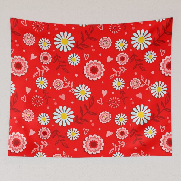 Aperçu de l'œuvre Motif de fleurs rouge chaud créée et vendue par DeliriousSteve.