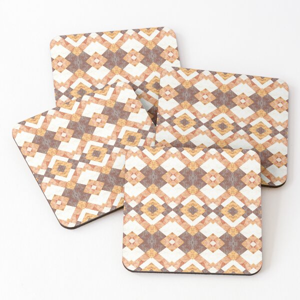 Item preview, Marble texture floor style pattern with geometric shapes and shades of white, gold and orange designed and sold by CiniArt.