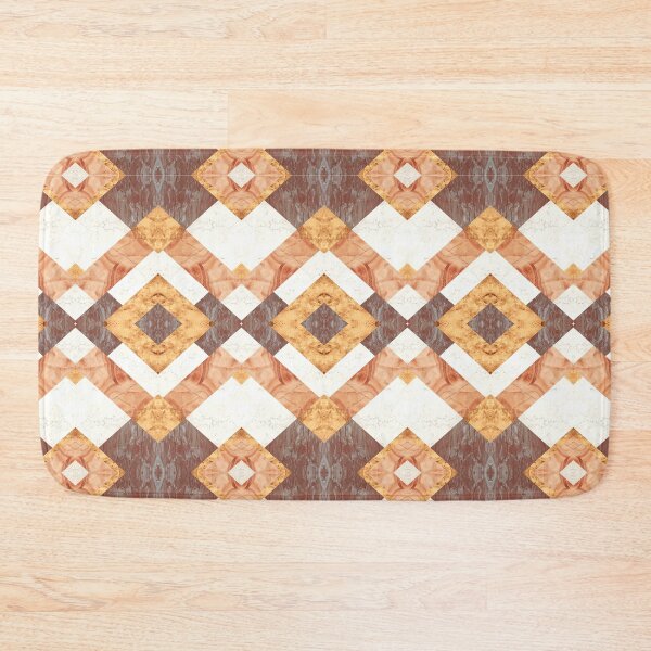 Item preview, Marble texture floor style pattern with geometric shapes and shades of white, gold and orange designed and sold by CiniArt.